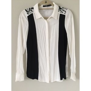 Long Sleeve Bohemian Printed Yoke Top